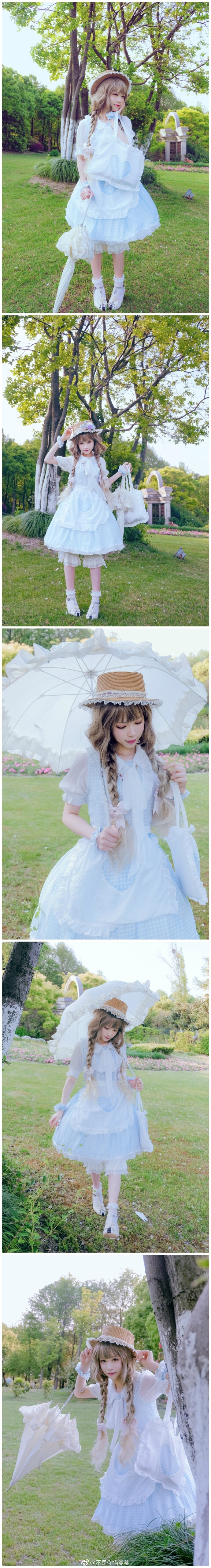 #lolita私影# 夏日绵绵冰~真是一条适合夏天的小裙子裙子：@DasLiedderElfen妖精之歌 摄影@老朱Zuriel739 假发@DREAMHOLIC-official- 维多利亚鞋子@魔镜姬 抄送@Lolita装扮 @Lolita种草姬 ​​​​