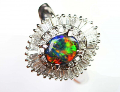 Gem Black Opal, Platinum Engagement Ring SCO 806