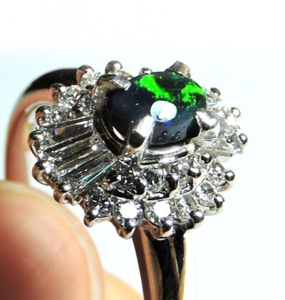 CERTIFICATE BLACK OPAL PLATINUM RING SZE 6.5 SCO1237