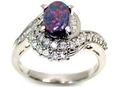 PLATINUM BLACK OPAL DIAMOND RING SIZE 6 SCO1236A