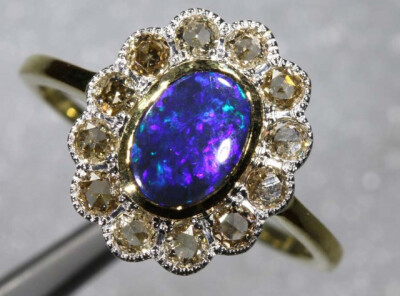 11.60CTS 14k SOLID OPAL DIAMOND AND GOLD ART DECO RING OF-1922