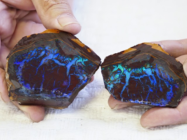 老虎图案的天然欧泊矿石 1187CTS THE TIGER SPLIT BOULDER OPAL CF 1395