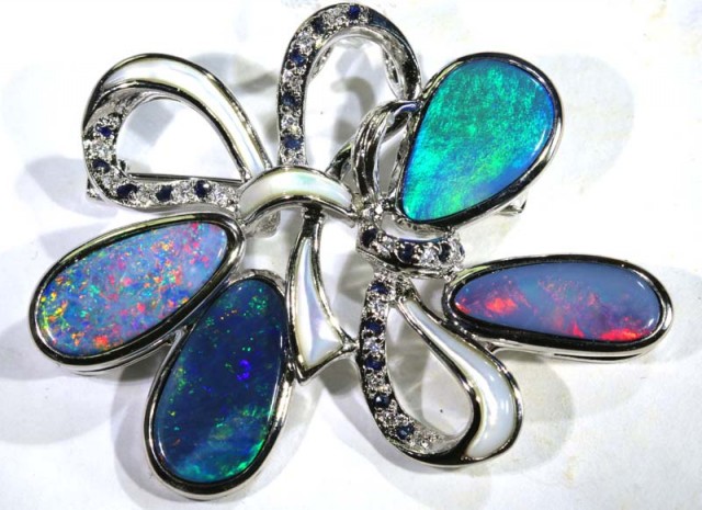 81.20 CTS SILVER DOUBLET OPAL PENDANT WITH GEMSTONES OF-1637