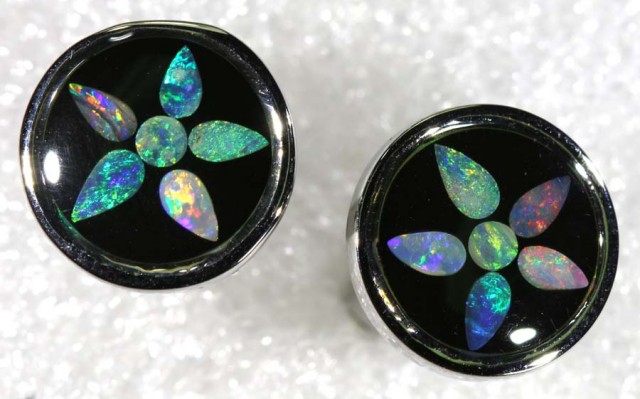 OPAL INLAY CUFF LINKS 33.90 CTS OF-1189