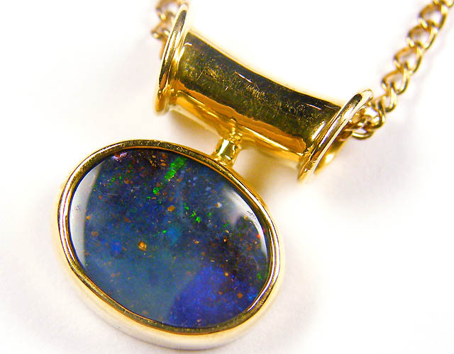 Deep Blue Fire Flash Boulder Opal Pendant SCO46