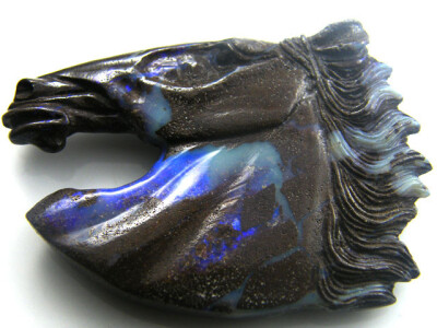 HAND CARVED HORSE HEAD BOULDER OPAL 118 CTS MM 839