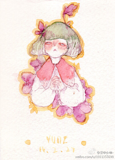 插画 水彩图源微博，画师ID:云中少年- 侵删 
