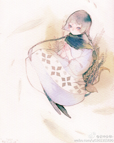 插画水彩 图源微博，画师ID:云中少年- 侵删 