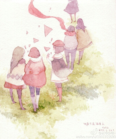 插画 水彩图源微博，画师ID:云中少年- 侵删 