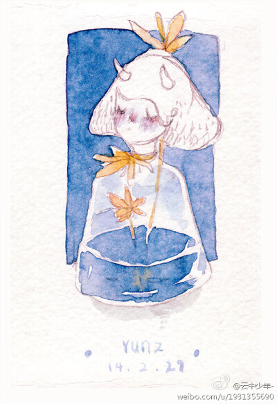 插画水彩 图源微博，画师ID:云中少年- 侵删 