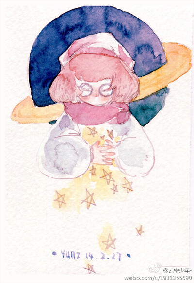插画水彩 图源微博，画师ID:云中少年- 侵删 