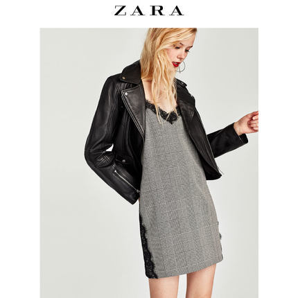 ZARA 新品 TRF 女装 格纹细肩带连衣裙 08342305064