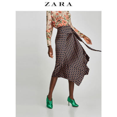 ZARA 新品 女装 几何图形印花裙 08392838800