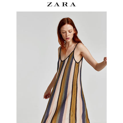 ZARA 新品 女装 竖条纹连身裙 01822104104