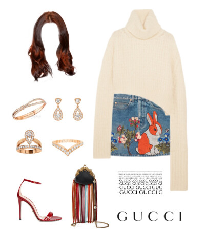 Ann Demeulemeester sweater，Gucci mini skirt、mini bag、sandal，Chaumet jewels#881