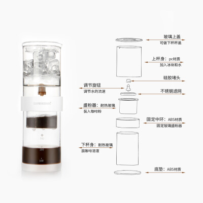 CAFEDE KONA冰滴咖啡壶 冷萃咖啡器具套装