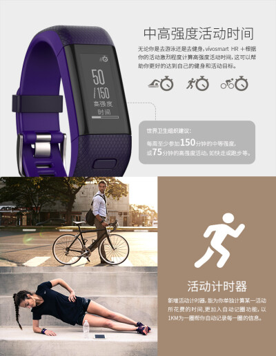 GARMIN vivosmart HR+智能GPS心率