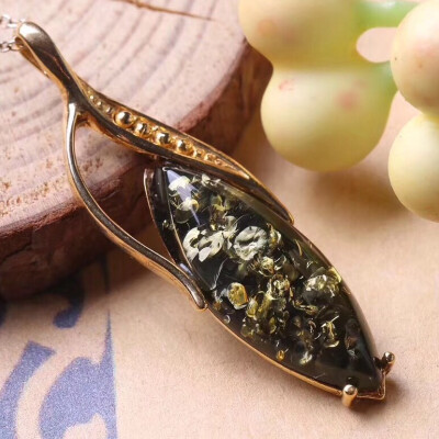 925银镶嵌天然花珀