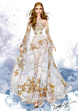 Elie Saab Fall 2017 Couture 时尚创意插画  作者：白桃君