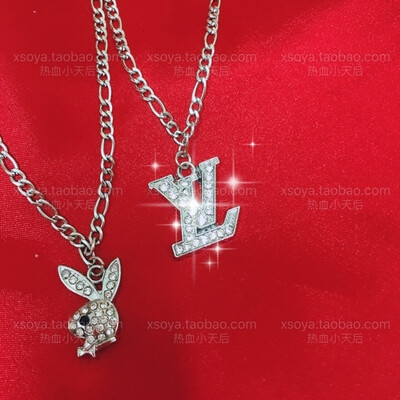 定制 soya necklaceBLINGBLING闪钻手作字母/P*ayboy闪钻兔项链