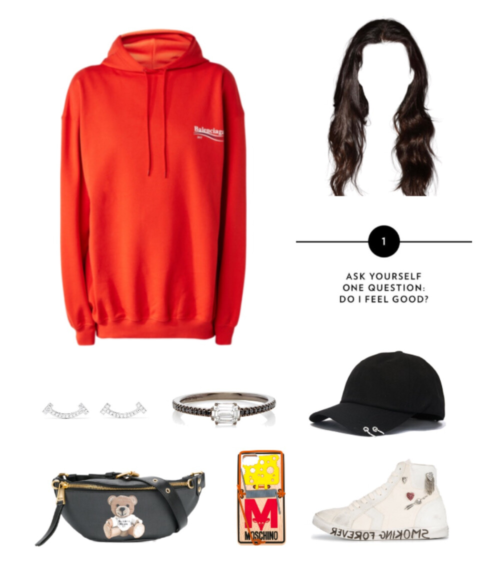 Balenciaga hoodie，Saint Laurent sneaker，Moschino bag、iphone case，AS29 ring，Tiffany earrings#887