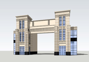 新古典入口大门SU模型