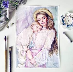 #手绘##插画狂想##每日一水彩##画画打卡##画画# ​妈妈的港湾