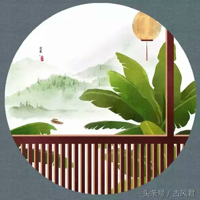 【芭蕉】
云一涡，玉一梭，
澹澹衫儿薄薄罗。
轻颦双黛螺。
秋风多，雨相和，
帘外芭蕉三两窠。
夜长人奈何？
