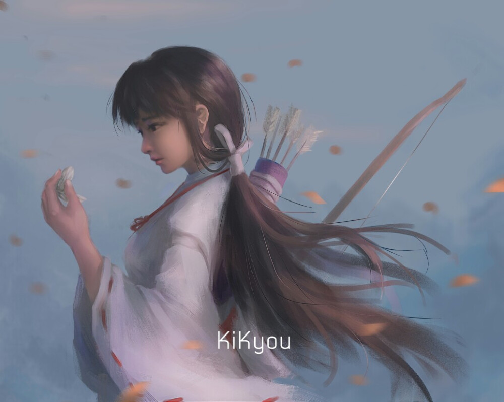 【来源pixiv，侵删】Kikyou
画师：oyaooya
桔梗，日本动漫《犬夜叉》中的主要角色，战国时代灵力数一数二的巫女，被村民敬称为“圣大人，圣女大人”。负责守护及净化四魂之玉，是犬夜叉最心爱的女子。
动漫二次元原创/同人画/插画/手绘/女生头像/壁纸/锁屏/背景/黑发/黑长直/巫女/美女