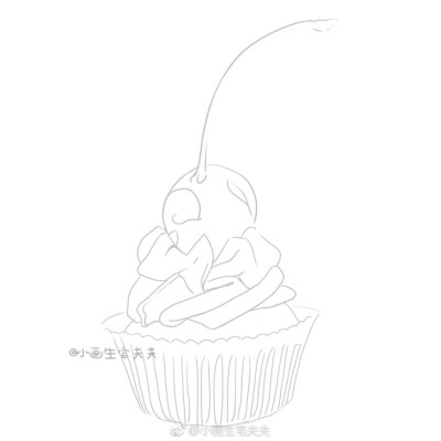 【彩铅教程】
心情差的时候没有什么是一份Cup cake 解决不了的
△ 画笔：辉柏嘉水溶
△ 画纸：漫画纸