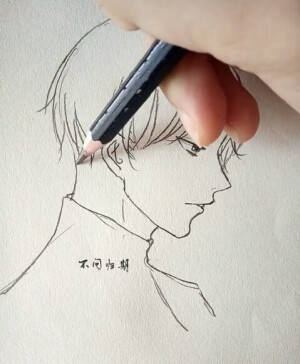头像 铅笔 男头  侧脸