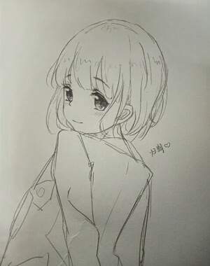 头像 铅笔  女头   短发