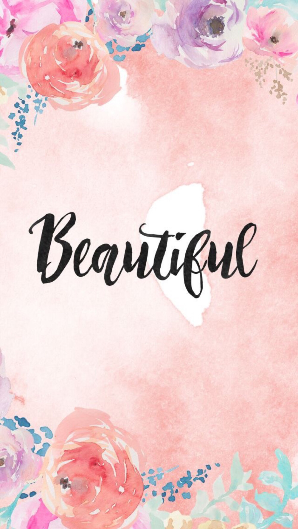 花英文水彩壁纸