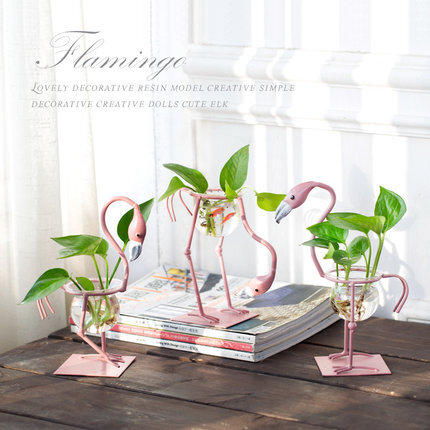 火烈鸟水培 ins风 绿萝小花瓶