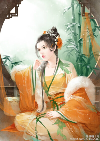 手绘古风黄衣女子
画师：匪萌十月