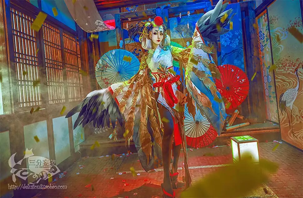 【三分妄想】阴阳师 式神 姑获鸟 姑姑鸟 皮肤 金鸾鹤羽 羽鹤 COS