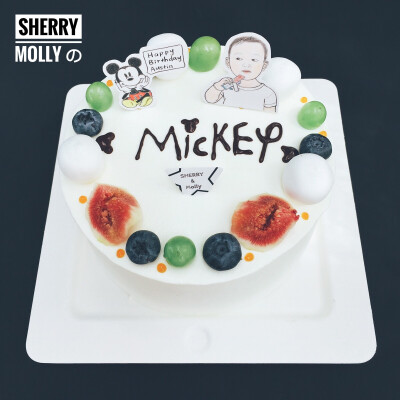 #SHERRY Molly家の下午茶#—『原味cake』几经辗转找到我们 立马就给小宝宝订了生日cake～是一个钟爱米奇的小宝宝呢 所以小插牌也画了一只小米奇祝福他整体cake简单不失心思 Molly画的米奇具体 我画的米奇抽象 组合在…