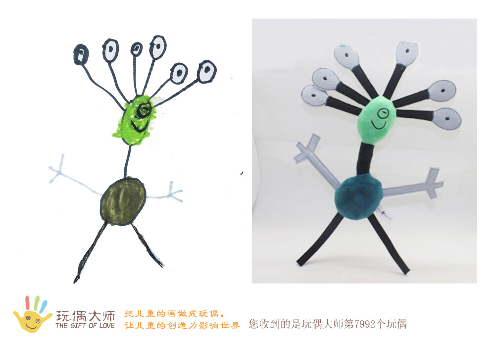 玩偶大师，涂鸦变玩偶，玩偶定制，毛绒玩具定制；把孩子的画做成玩偶，让儿童的想象力影响世界。