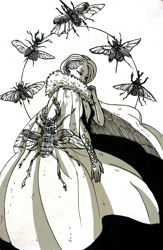 手绘 插画 壁纸 黑白 背景