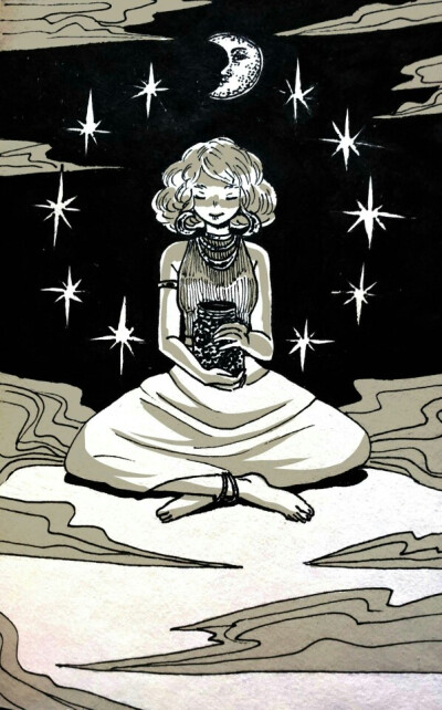 手绘 插画 壁纸 黑白 背景