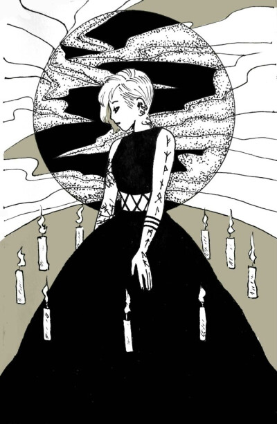 手绘 插画 壁纸 黑白 背景