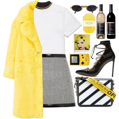 A fashion look from October 2017 featuring white t shirt, mango coats and checked skirt. Browse and shop related looks.