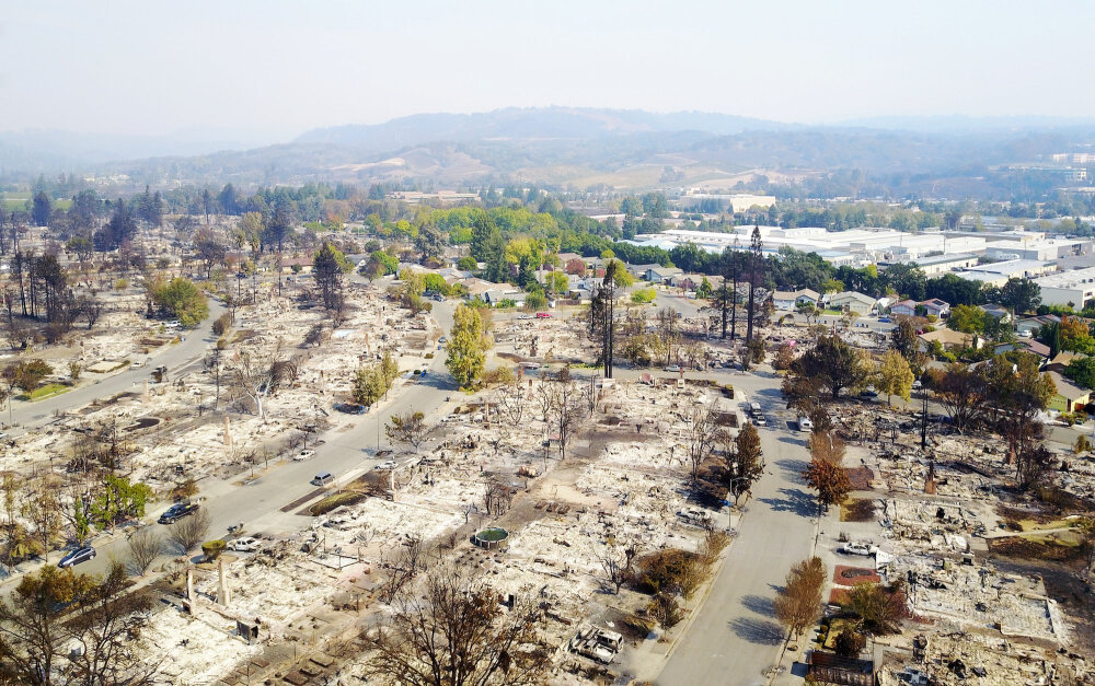 The neighborhood of Coffey Park in Santa Rosa, California, was leveled in the fires ravaging wine country this week.Getty Images