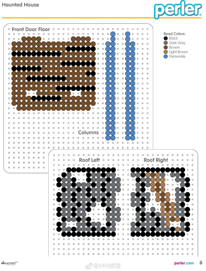 #我爱拼豆# 转自perler官网的万圣节大件立体摆件：鬼屋感觉~大家可以万圣节题材的玩儿起来了~~做的好不好是一方面成品照片一定要拍的好看！哈哈哈贴图也要好看！比如 黄油相机，已经发现很可爱的万圣节贴图了~~~哈哈哈~ ​​​​