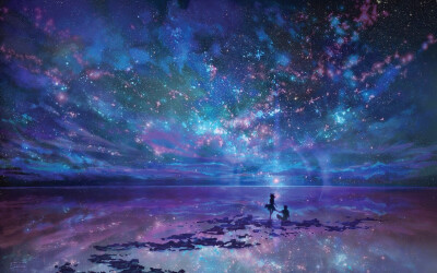 You and me with beautiful star sky