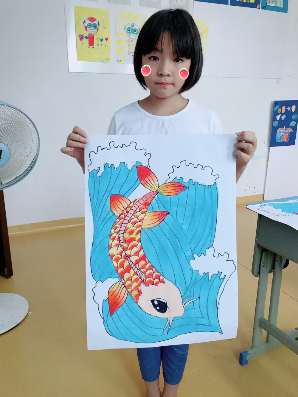儿童画，鲤鱼