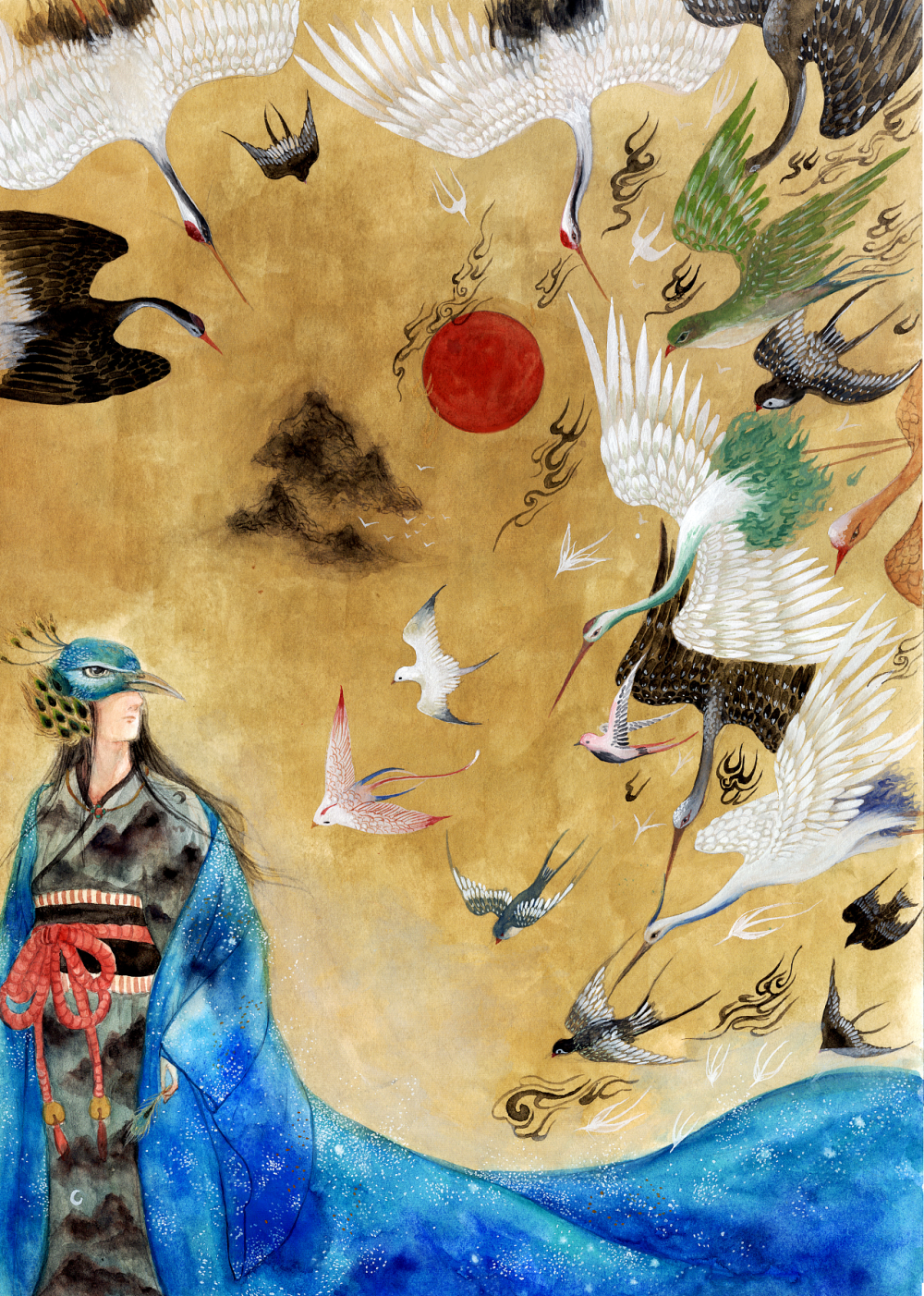 本土画师鹿溟山的一组古风作品，相当华丽的构图和上色。 ​​​​