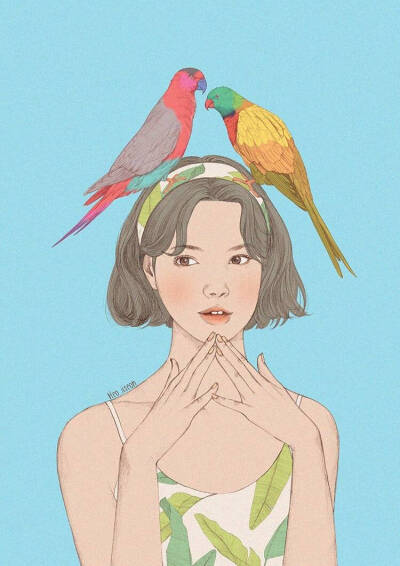 韩国插画师 Heo jiseon 笔下的女孩儿们