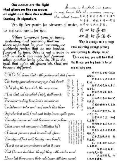 英文艺术字 一些漂亮的文字，摘自圣经、飞鸟集、莎翁的十四行诗