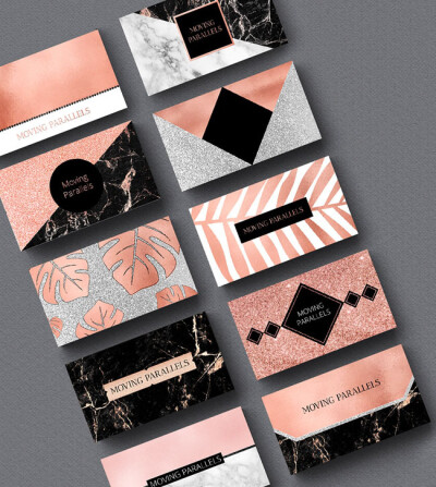 #设计大搜罗# #原创设计秀#漂亮的玫瑰金大理石纹理名片模版设计 ​​​​